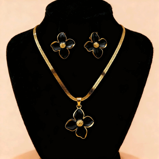 Joyería Elegante Estilo Francés en Acero Inoxidable con Flores de Esmalte